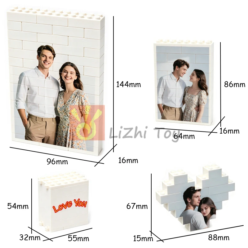 DIY 맞춤형 사진 이미지 개인화 맞춤형 빌딩 블록 벽돌 생일 커플 선물 어떤 경우에도 사용할 수 있는 흰색 퍼즐 프레임