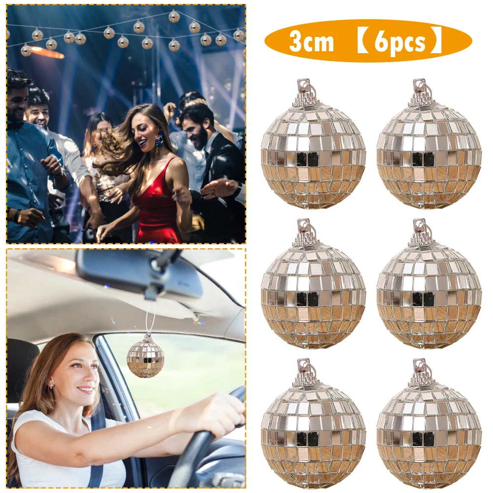 Mini Disco Ball KTV Bar Lighting Reflective Mirror Ball Stage Rotating Silver Mirror Disco Balls Party Decor Hanging Ornament