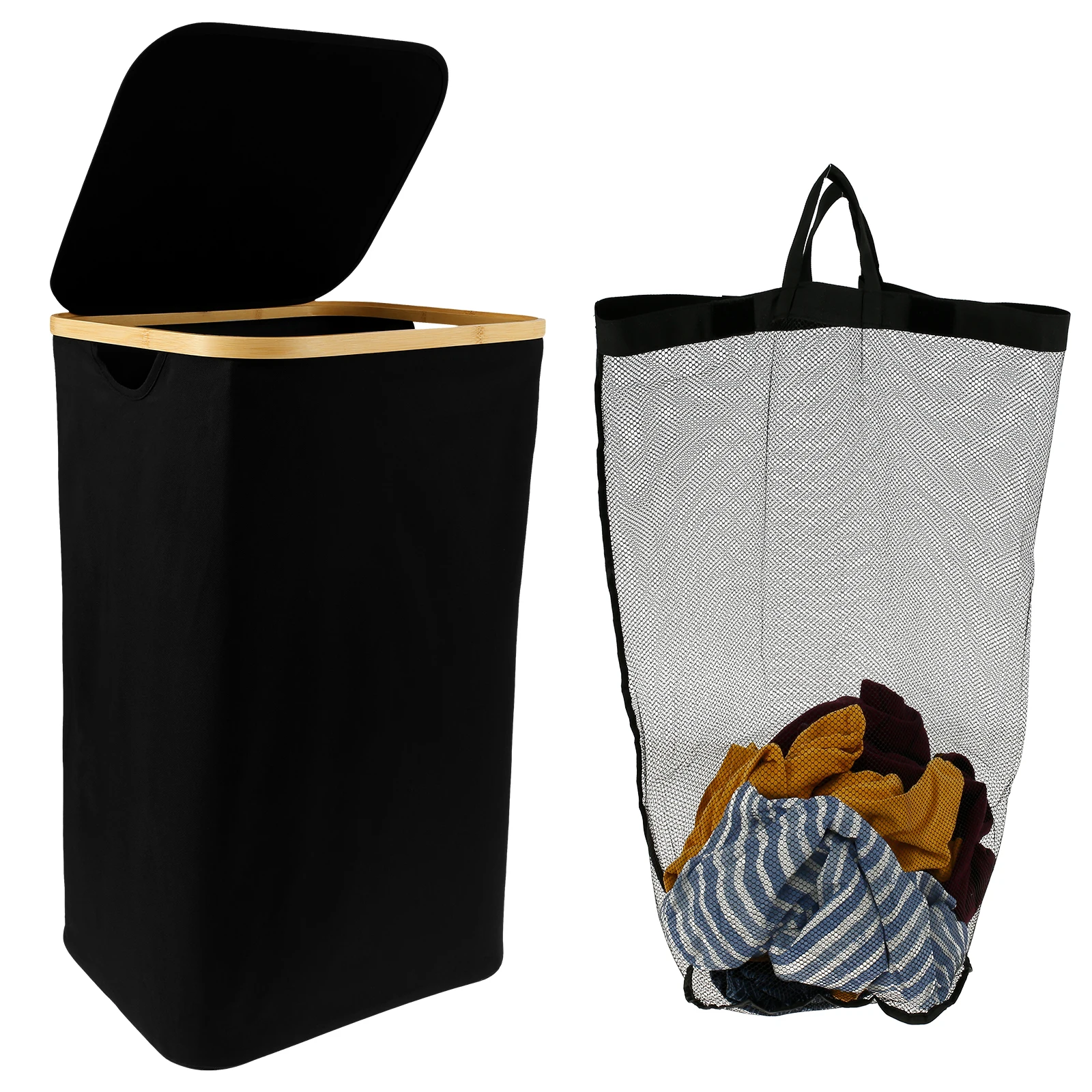 85LLaundryBasketCollapsibleClothesHamperwithRemovableInnerBag