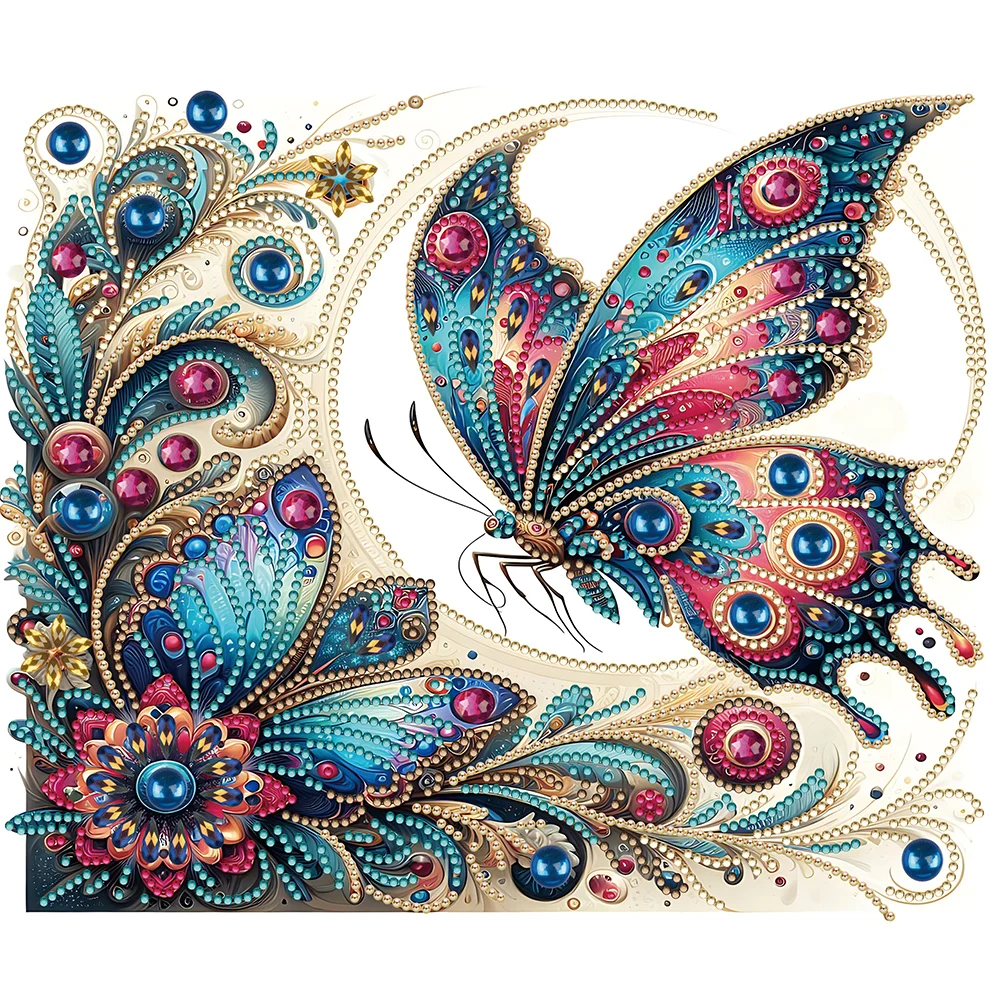 5D DIY Partial Special Shaped Drill Diamond Painting Butterfly Decoration35x30cm