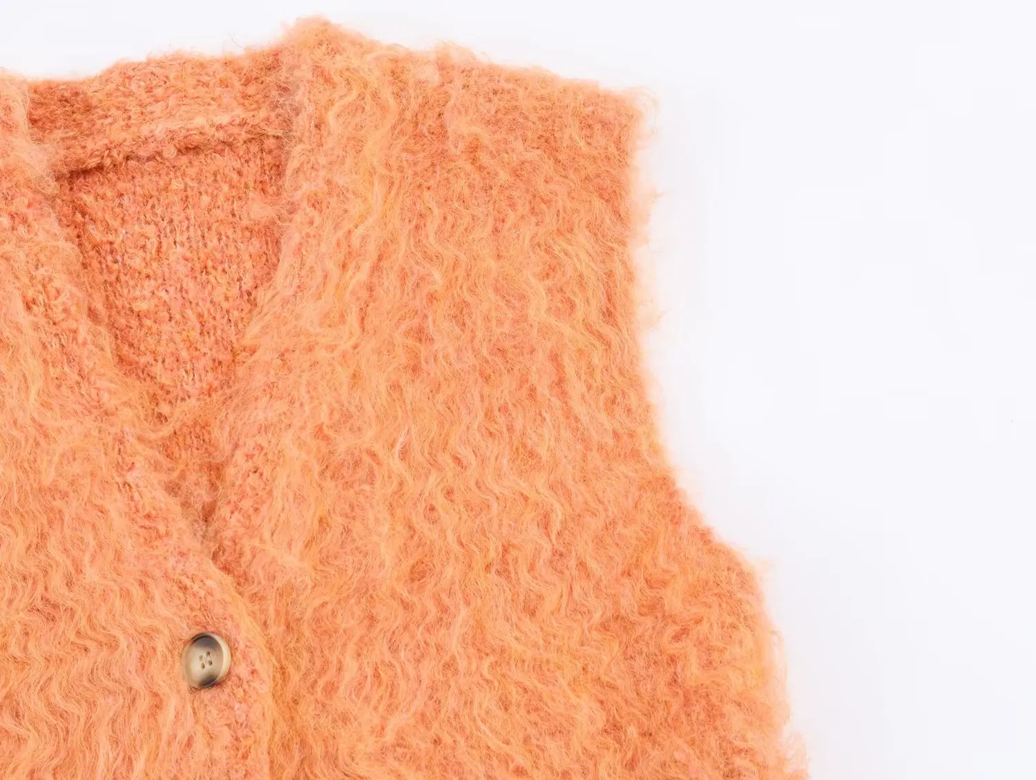 HH Frauen Mode V-ausschnitt Gestrickte Weste Herbst Ärmellose Weibliche High Street Vielseitig Einreiher Solide 2-Farbe Pullover weste – Detail 7