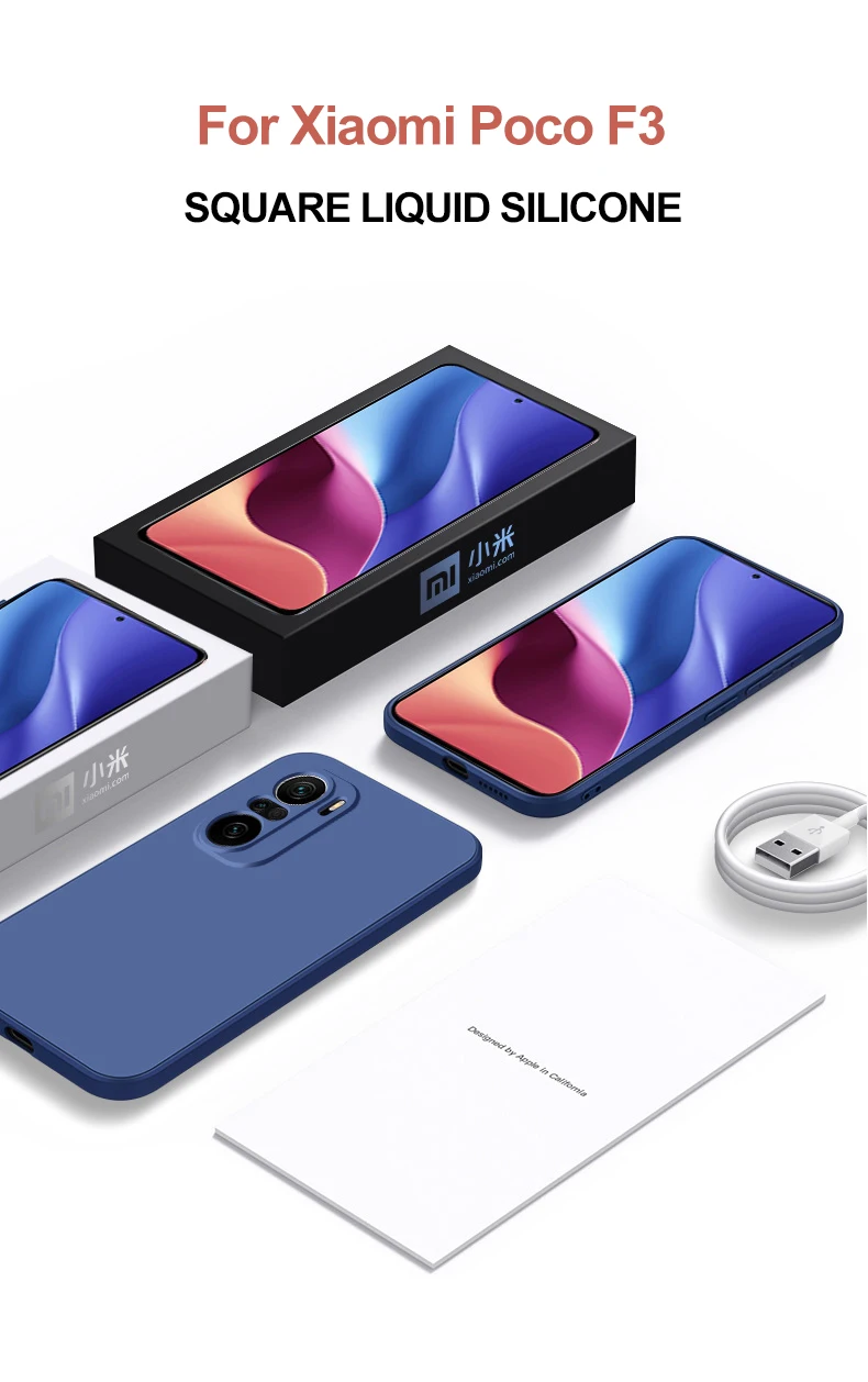 Carcasă originală pătrată din silicon lichid pentru Poco F3 PocoF3 Poco F 3 Pro, moale, pentru Xiaomi Poco F3 Poco F3 PocoF3 Poco_voghion.com