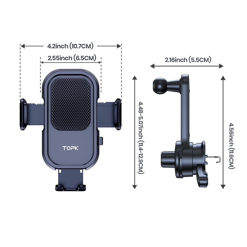 Extended Arm Car Vent Phone Mount Holder,3-Point Support Extendable Metal Hook S
