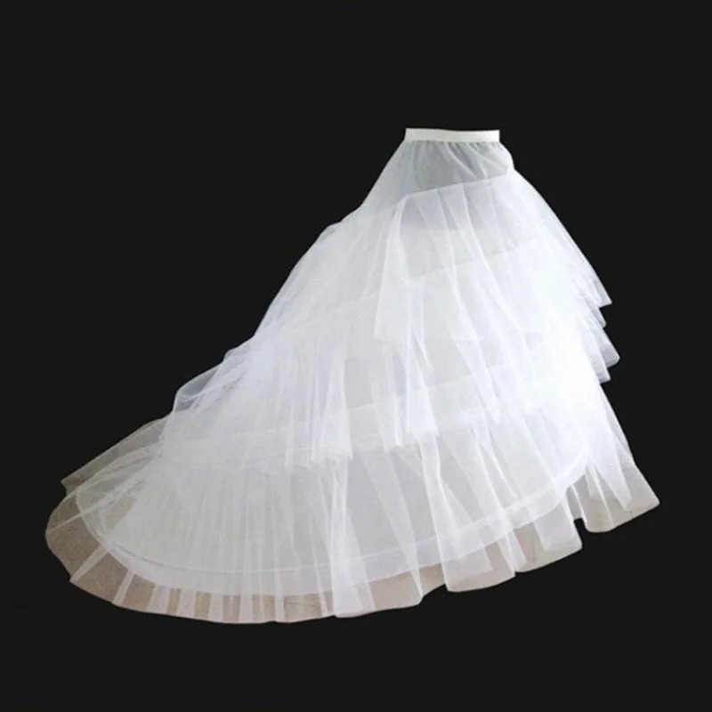 

Ball Gown Wedding Dress Petticoat Crinoline Tulle Layerd Bridal Underskirt 2 Hoops with Chapel Train