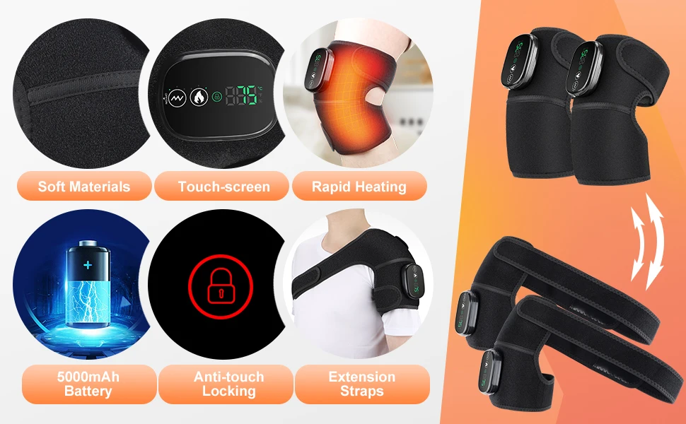 Heating Knee Massage Pad Protection Vibration Red Light Vibrador Joint Pain Relief Instrument Swelling Arthritis Leg Elbow 10