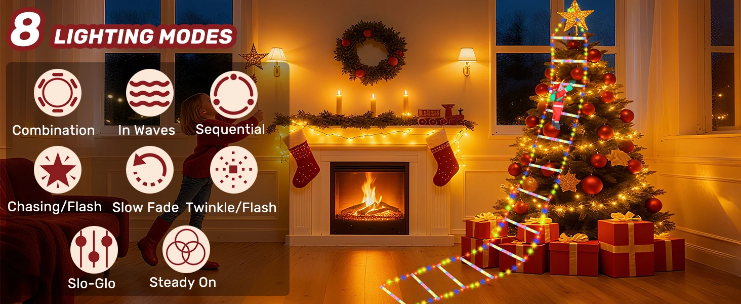 1/3M Santa Claus Climbing Ladder String Lights USB 8 Modes LED Lamp Christmas Decoration for Garden Cristmas Tree New Year Gift