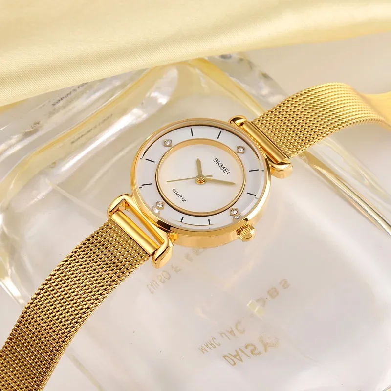 SKMEI 1330 Luxury Waterproof Quartz Watch for Women Stainless Steel Girl Womens Wristwatches Clock Ladies Female Reloj Mujer