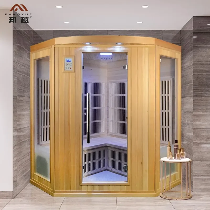 Household solid wood hemlock sweat steam room anhydrous light wave energy sauna family multi-person sweating room