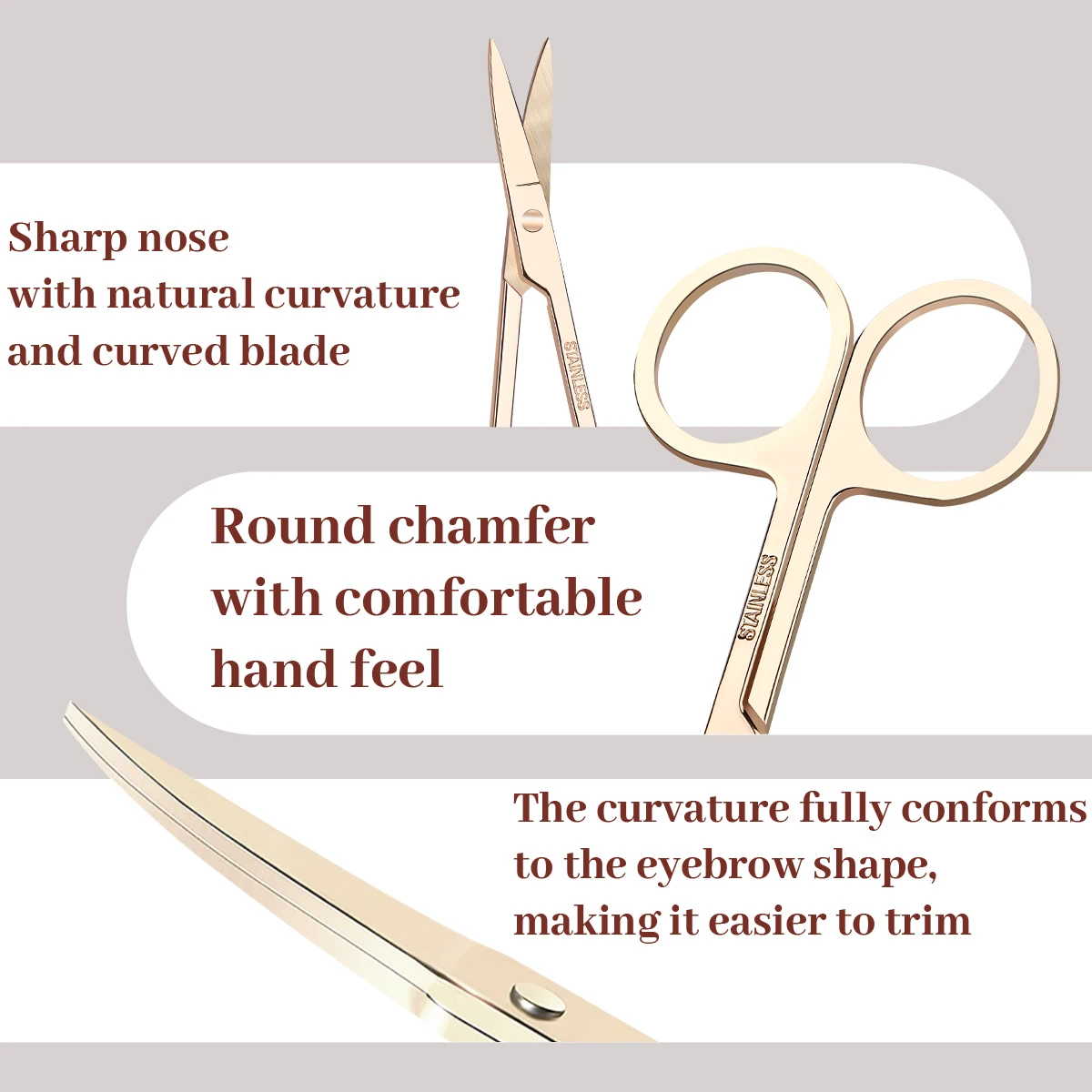 Stainless Steel Eyebrow Scissors Eyebrows Nose Hair Tip Trimmer Men Women General