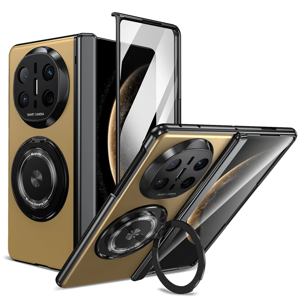 360° Rotating Magnetic Ring Stand Case with Glass Screen Protector