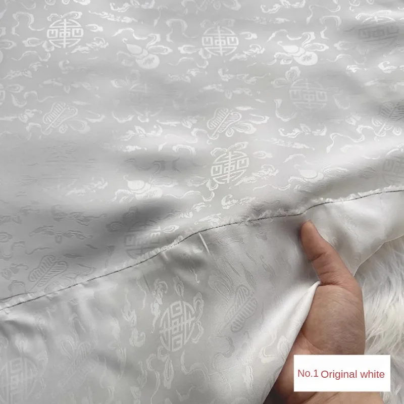 자카드 실크 원단 탑 드레스 잠옷 스커트, DIY 바느질 천, 편안하고 부드러운 통기성 조롱박 화이트 레드, 계량기 당