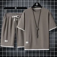 New Style Casual Two-Piece Illusion Summer Suit For Men Loose-Fit Youth Students Short Sleeve Shorts 2-Piece Set Thin Fabric