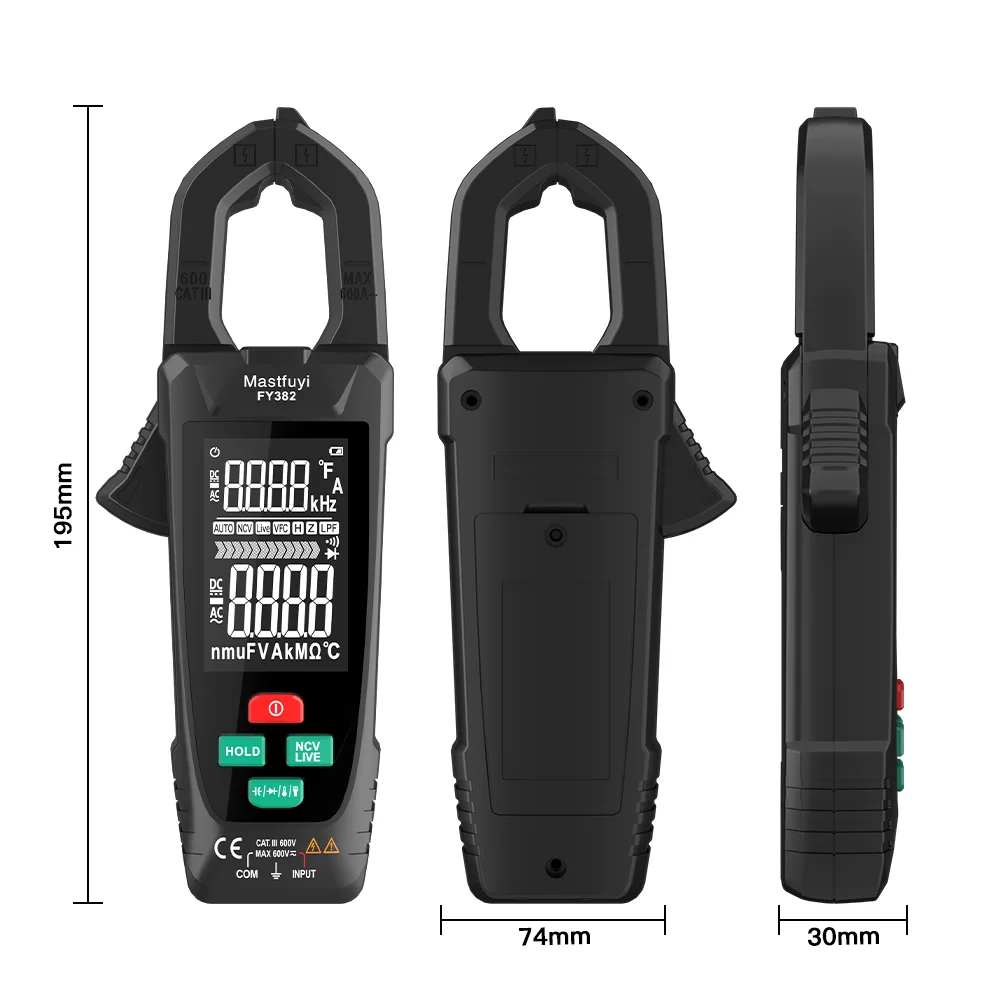 MASTFUYI digital clamp meter  3 in 1 multifunction  multimeter&electrical tester &temperature meter True RMS NVC induction Ammet 2