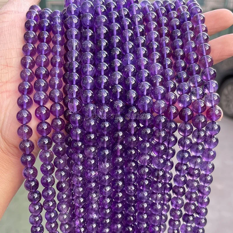 5A Natural Stone Purple Amethysts Beads Round Loose Spacer 4 6 8 10mm Pick Size For Jewelry Making Diy Bracelet Accessories 4