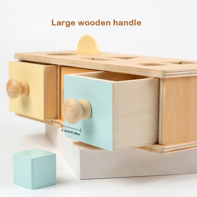 Montessori Wooden Early Learning Toys, Intellectual Development, Drawer/Target Box/Coin Box/Textile Drum, 6-24 Months 5
