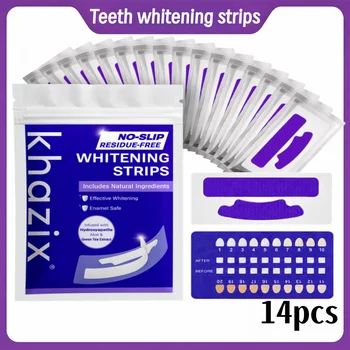 Strisce sbiancanti per denti / 14 pezzi / Sicure per lo smalto / Senza perossido / Kit sbiancante / Sorriso più luminoso