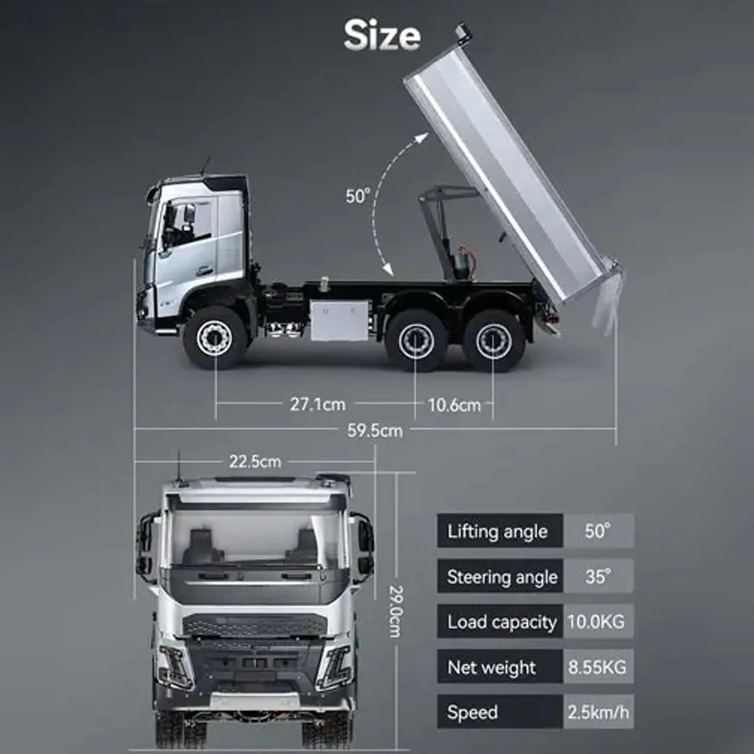 RTR 1/14 더블 E E015 001 RC 덤프 트럭 6X4 전동 리프팅 원격 제어 티퍼 VO 메탈 드라이브 샤프트 섀시 차량 모델