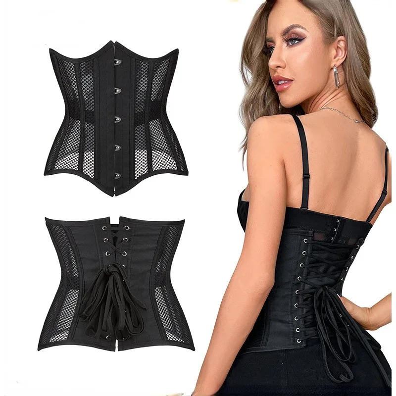 

New Palace Style Hollow Breathable Waist Protection Chest Support Corset Steel Bone Strap Waist Belt Outer Wearing Corset Belt