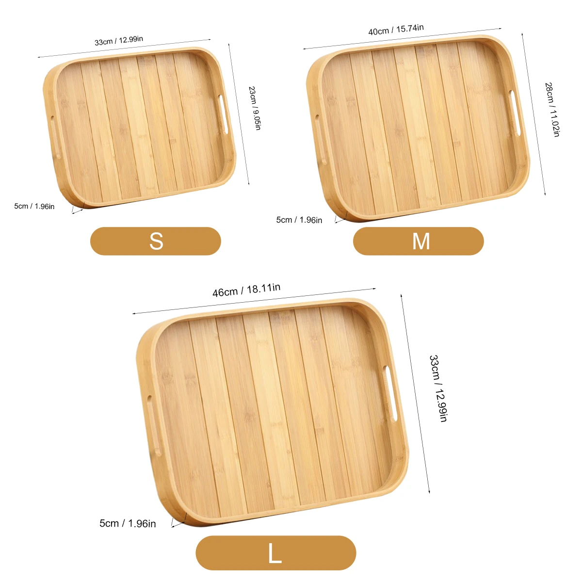 1Pc Bamboo Wooden Serving Tray Bed Tray For Breakfast Dinner Eating Trays For Living Room For Commercial And Household Use