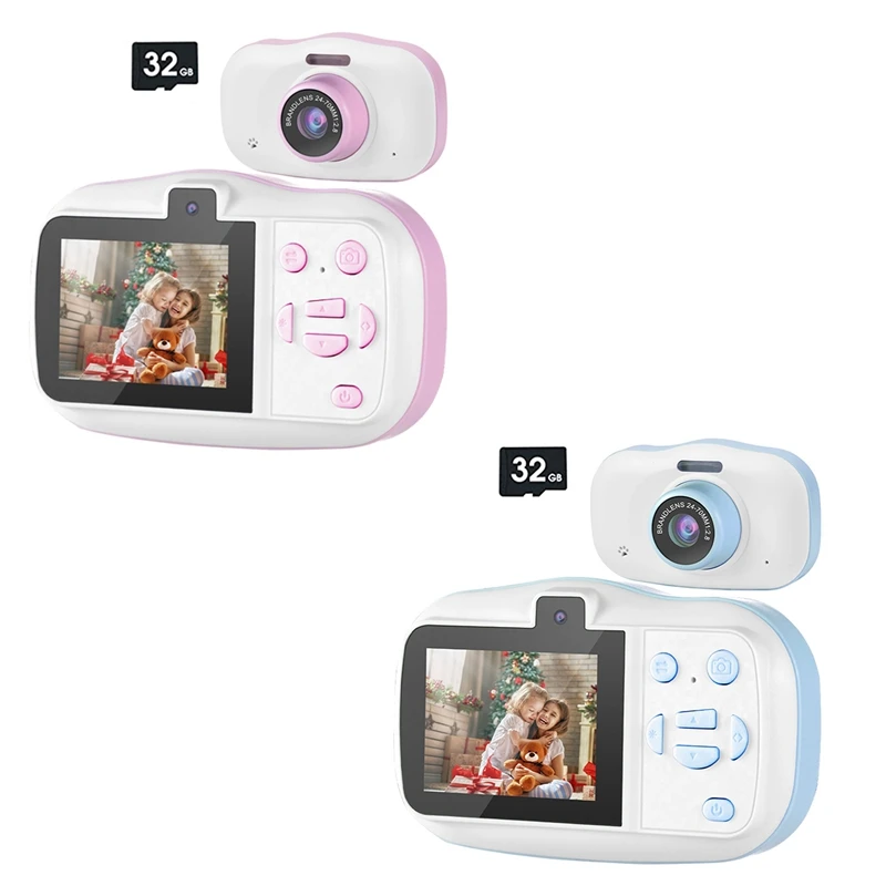 Children Camera Waterproof 1080P Mini Selfie Kid Toy Digital Cameras 32G Video Camcorder Toy Kids Birthday Gift-A Easy To Use
