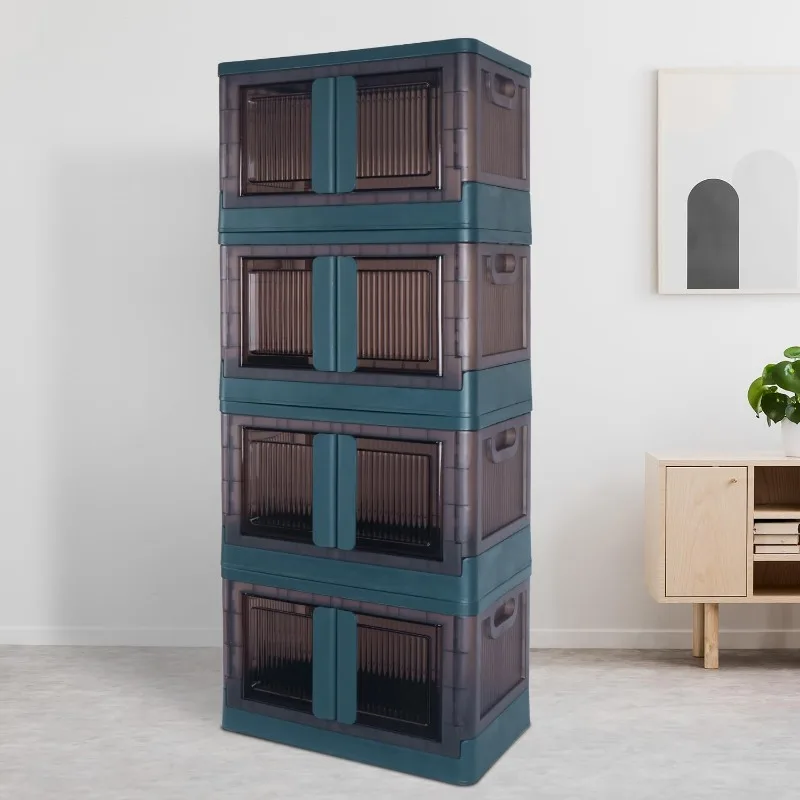 34Quart Storage Bins with Lids and Wheels, Stackable & Collapsible Closet Organizers and Storage, Foldable Storage ook,