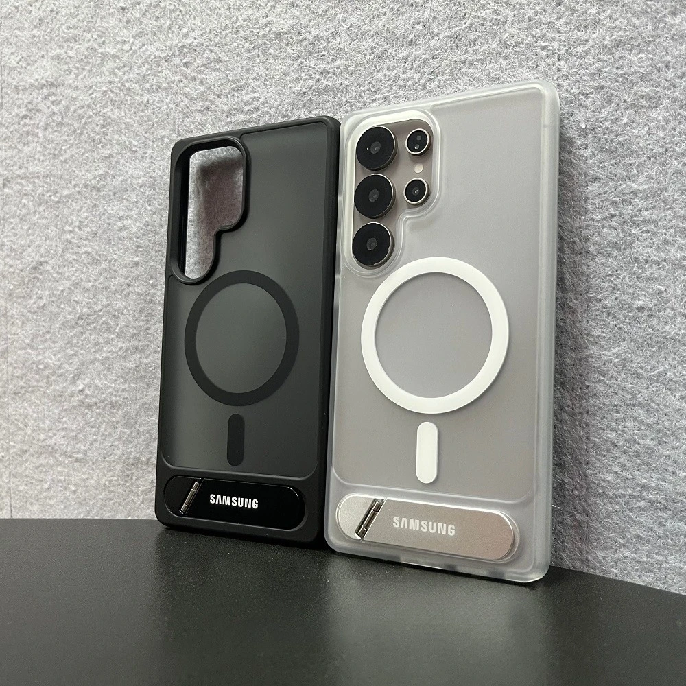 Transparente Handyhülle mit Halterung für Samsung Galaxy S26 S25 S24 S23 Ultra Plus, magnetische kabellose Ladekompatible Schutzhülle – Detail 3