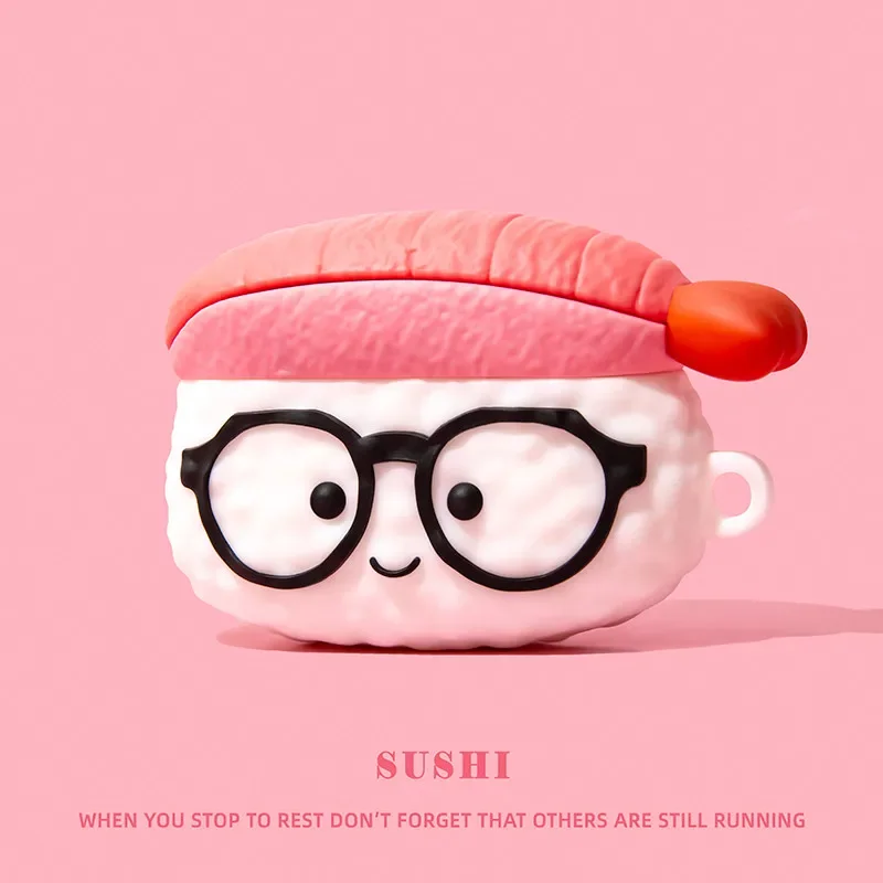 Pink Lady Style Cute Sushi Earphone Case - Wireless Charging Headset Cover