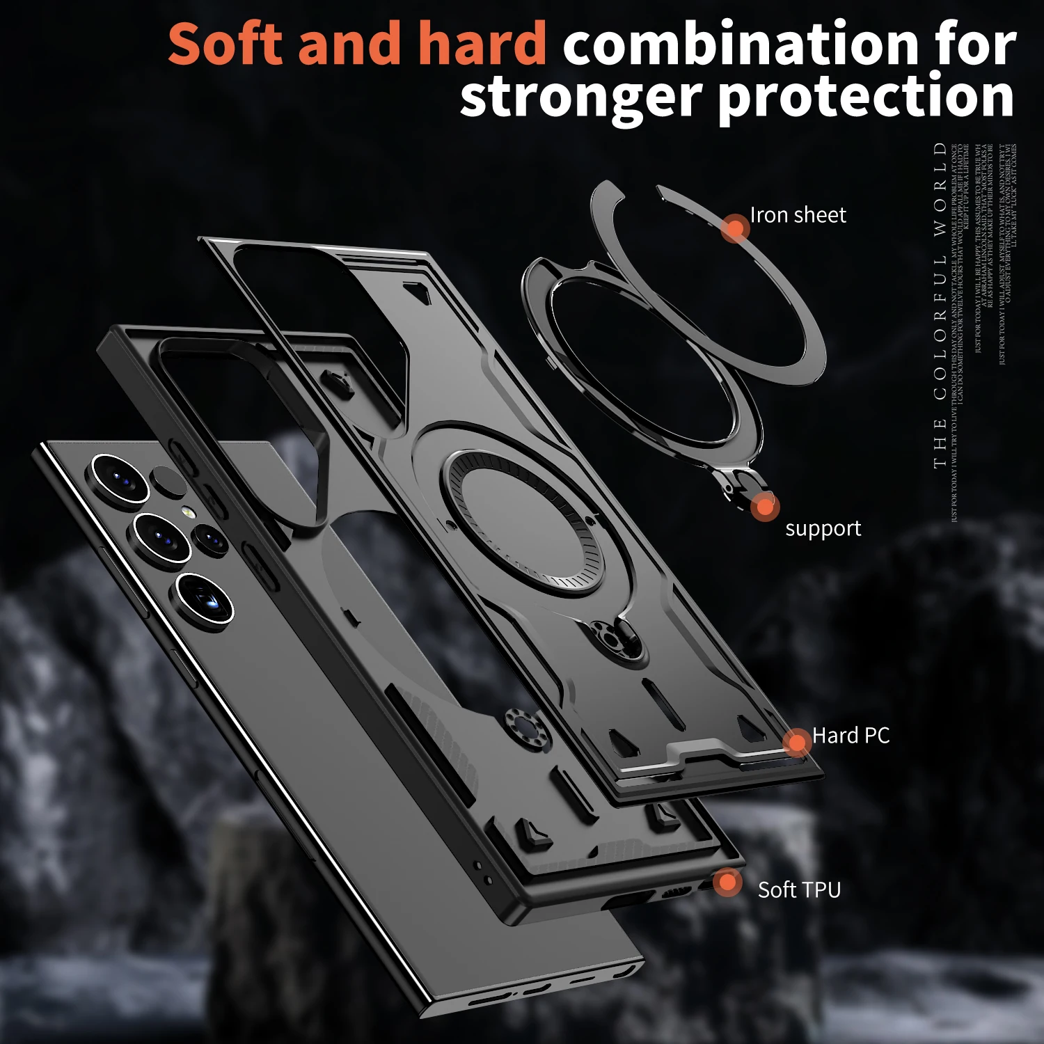 Rotatable Magnetic Rugged Kickstand Ring Holder Case with Enhanced Protection