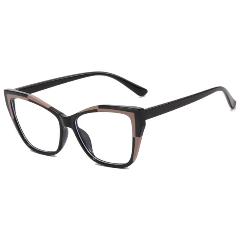 Stylowe okulary kocie oczy w kolorowych oprawkach PLUSY i MINUSY 7 Dopasowane kolory oprawka okulary z przezroczystymi szkłami okularów krótkowzroczność nerdy stopni-0.5 -1.0 -2.0 do-6.0, kwadratowa hiperopia 0.5 do + 6.0 5