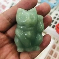 Natural crystal jade lucky fortune Cat Fortune Feng Shui statue Statue office decoration chakra healing stone statue decoration 1