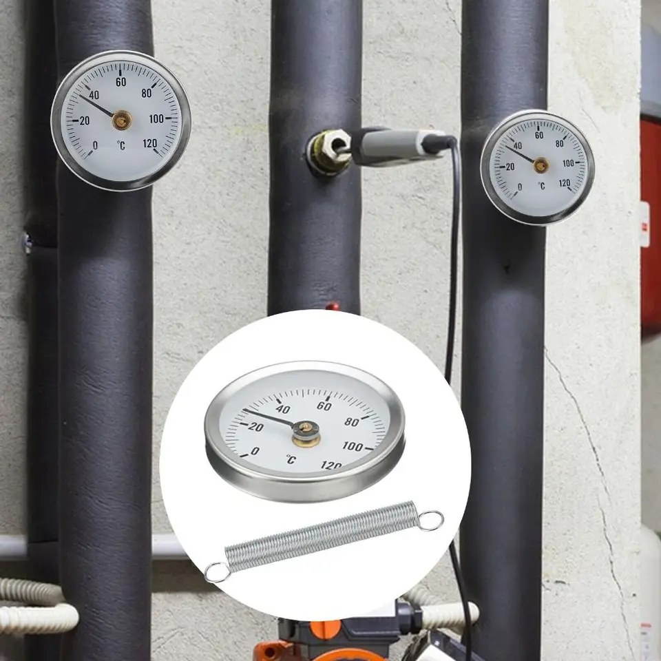 Termometro A Molla Bimetallico Da 63mm - Impermeabile IP55, Per Tubi E Superfici, Facile Lettura - Foto 6