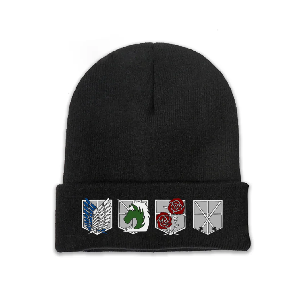 Символика Skullies Beanie Attack On Titan вязаный берет подростковые теплые шапки уличные хип-хоп без козырька эластичные шапки
