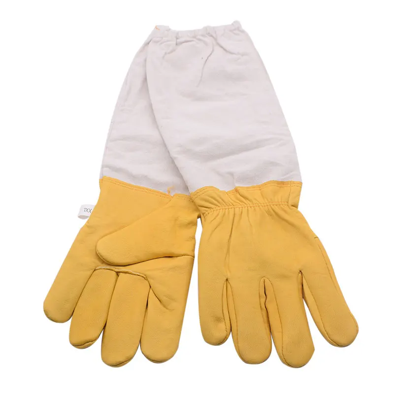Yellow Gloves Sheepskin Anti-Bee Beekeeping Farm Protective Beekeeping Gloves Men Women Beekeeper Prevent Bee Bite Long Sleeves