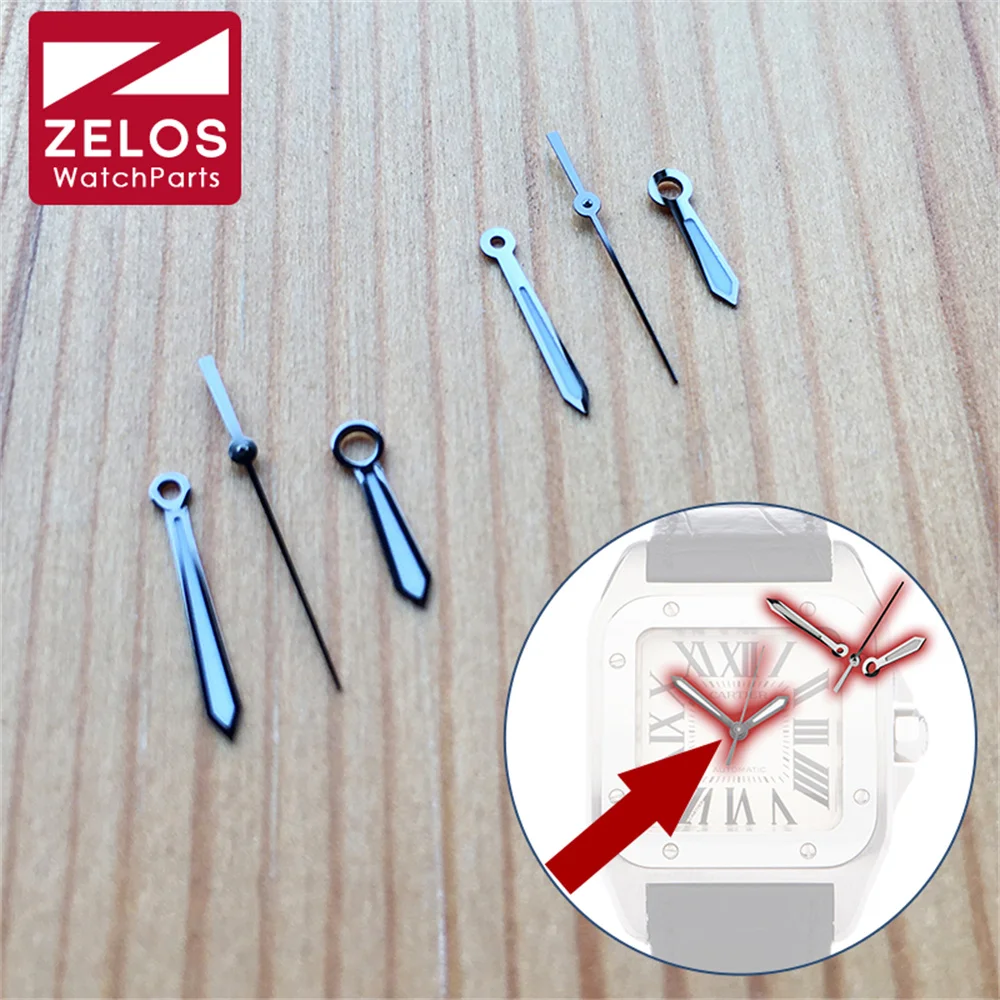 Lancette Luminose Grigio Pistola Per Orologio Cartier Santos 100 Xl 2878 2656 Movimento Cal.049