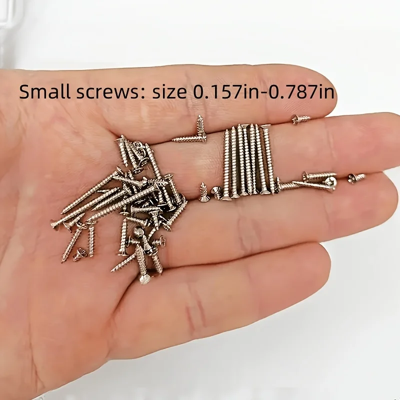 Box of 560 Self-Tapping Wood Screw Set 8 Different Sizes of M2 Flat Metal Screw Classification Kit