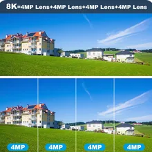  16MP 8K WiFi IP Camera 10X Zoom 4K Outdoor Security Camera Surveillance AI Track Four Lens Three Screen Mini Street Camera 360° 
