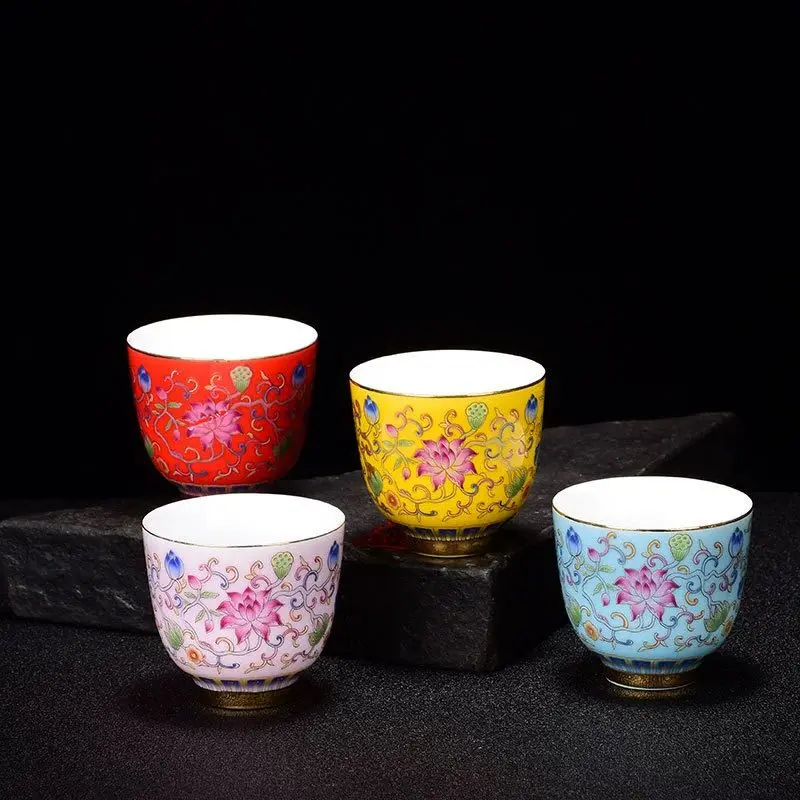 Vintage Chinese Porcelain Teeware Cup Puer Oolong Kung Fu Tieguanyin Flower Green Tea