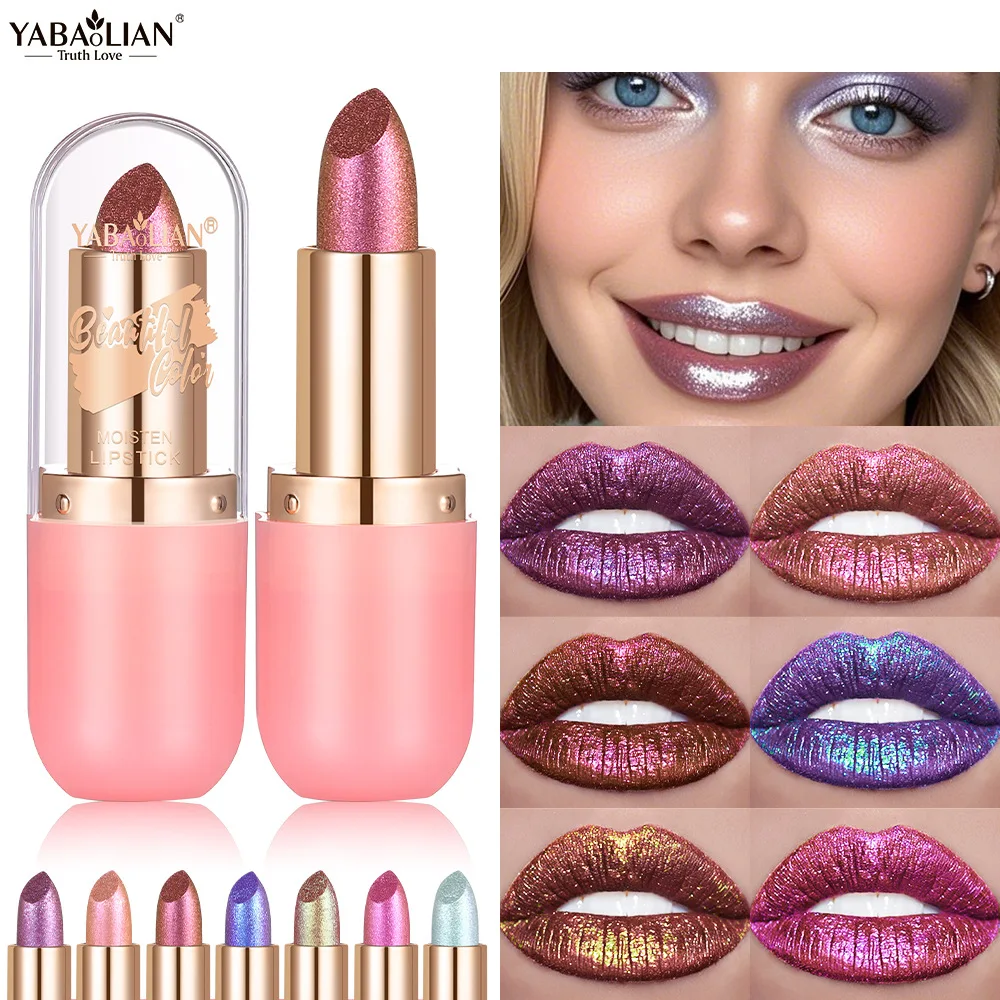 Lipstick Metallic Violet Chameleon Color Changing Matte Glitter Diamond Waterproof Pearl Shine Lip Gloss Sexy Makeup