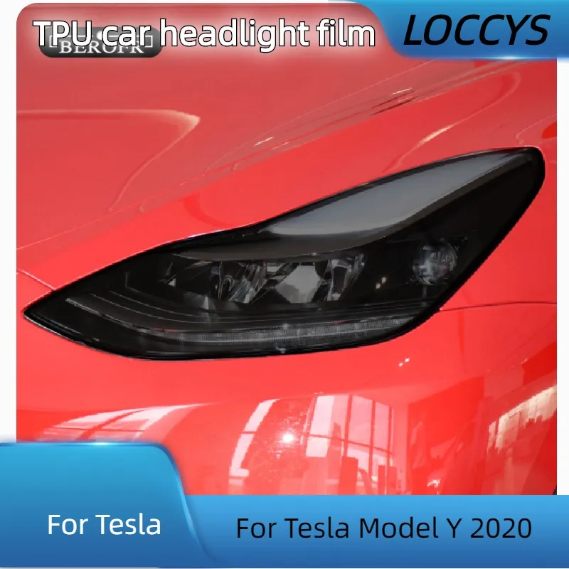 

Для Tesla Model Y 2020, автомобильная головка, искусственный тинт, дымчатый черный цвет, искусственная задняя сторона, прозрачная наклейка из тпу, аксессуары