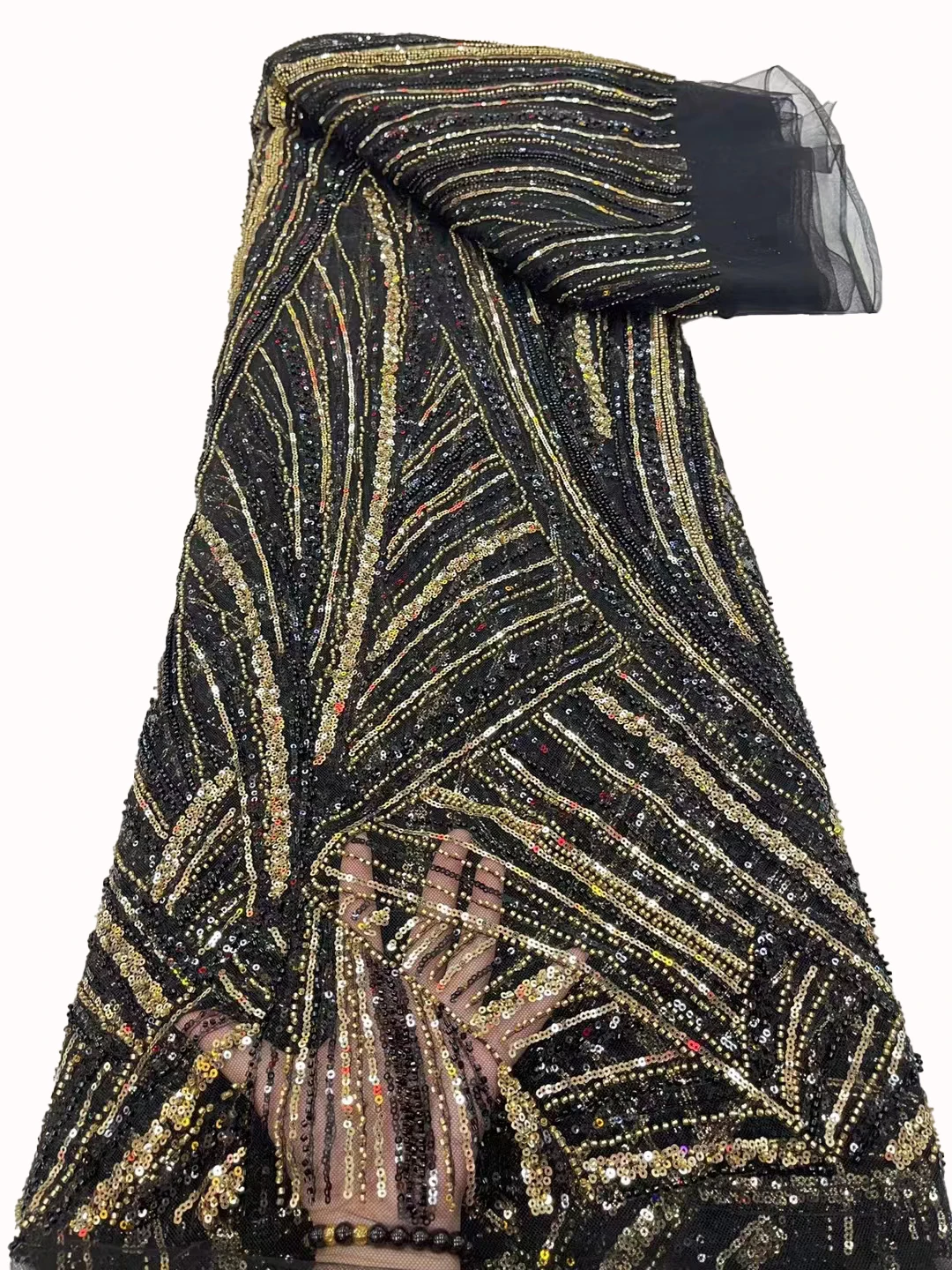 

2023 two-tone sequin irregular embroidered bead tube fabric, European and American high-end wedding party dress/5yards