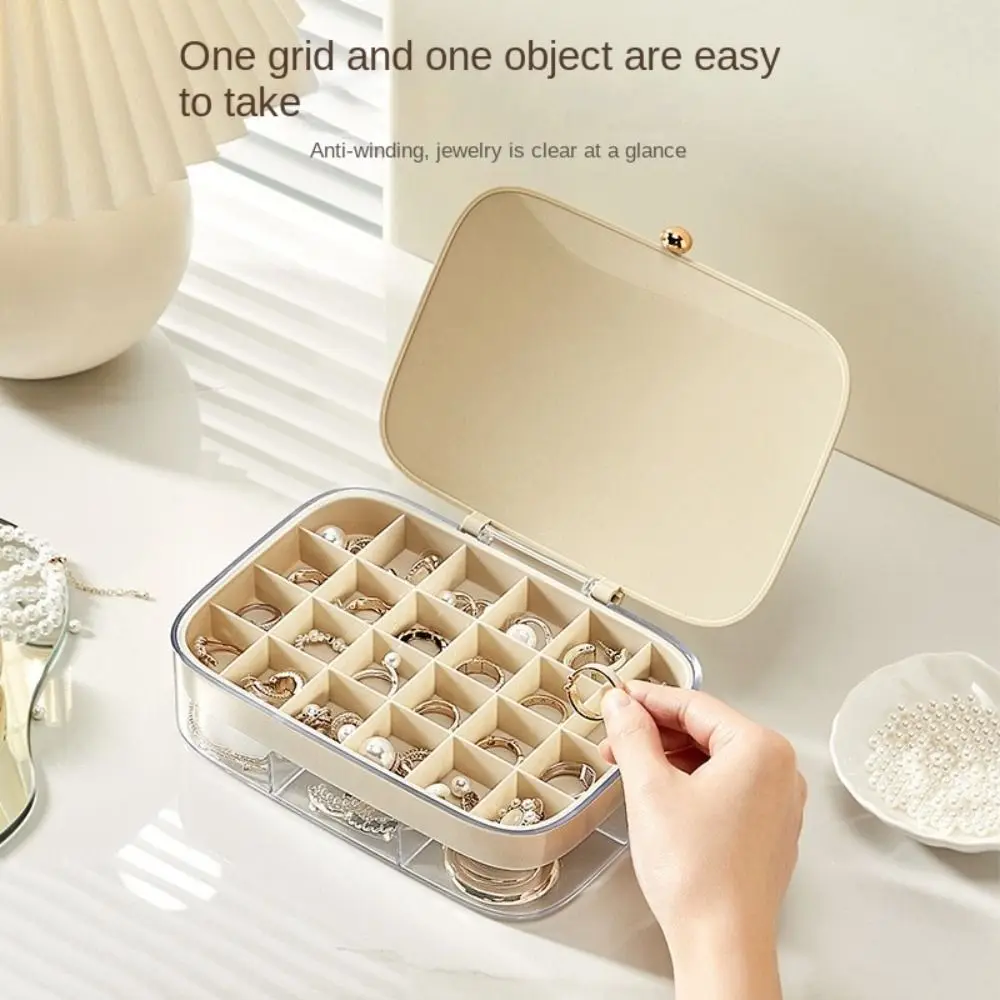 

Шкатулка для хранения ювелирных изделий, Большая вместительная двухслойная противоокислительная шкатулка для ювелирных украшений с отделкой для защиты от пыли