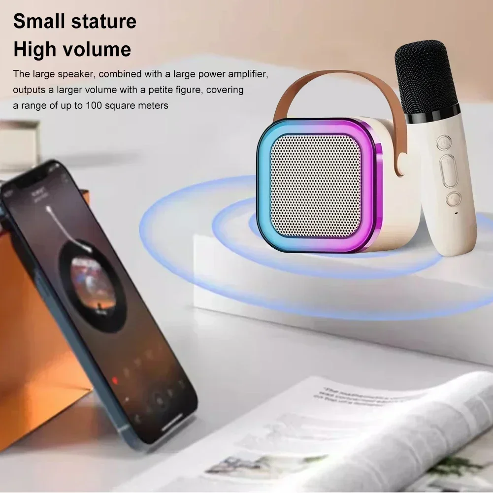 Bluetooth Speaker K12 Wireless Microphone Karaoke Machine KTV HIFI Stereo Sound RGB Lights for Outdoor Home Party