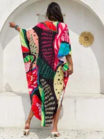 Plus Size Women Floral Print Kaftan Dresses Plus Size Swimsuit Coverup Summer Bathing Suit Caftan Loungewear Beach Dress - Image 2