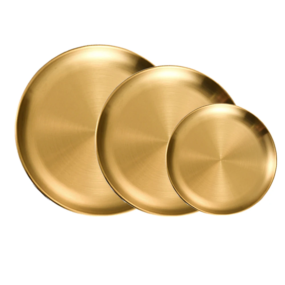 Dining Dish 1Pc Stainless Steel Round Plate Bone Spitting Dish