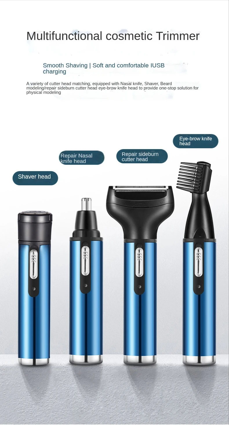 Portable 4 in 1 Multifunctional Nose Hair Trimmer Body Hair Clipper Eyebrow Trimmer Shaving Machine for Man Razor Waterproof