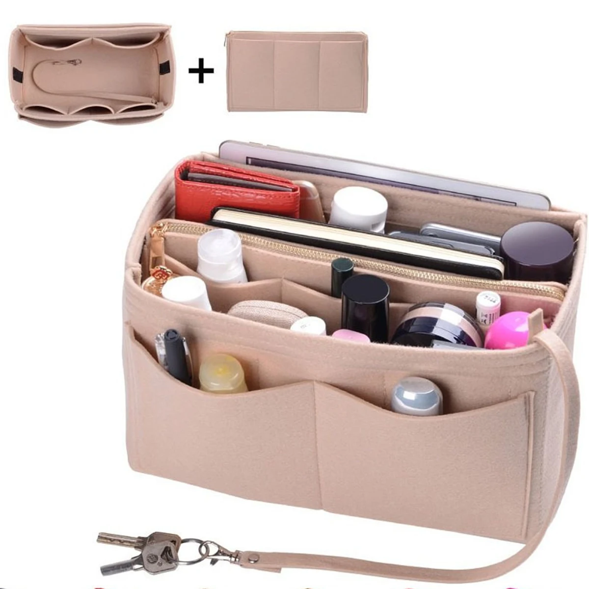 Felt Makeup Organizer Bag for Women Handbag Travel Cosmetic Storage