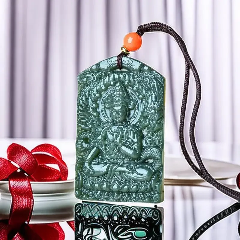 

Hetian Jade Guanyin Pendant Amulet Jewelry Chinese Real Vintage Necklaces Natural Gemstone Charm Accessories Necklace Talismans