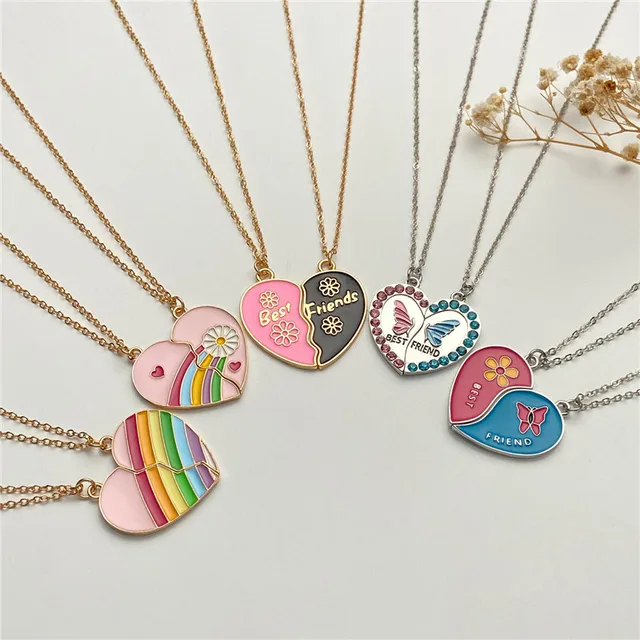 BFF Necklace Set For 2 – Matching Heart Friendship Pendant Necklaces For Best Friends - View #5