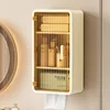Waterproof Tissue Box Removable Partition Makeup Tools Storage Box No-punch Wall-mounted Box for Bathroom Bedroom Kitchen 2