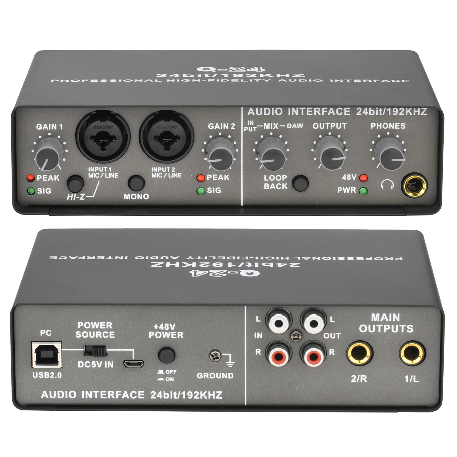 Professional Audio Interface Sound Card with Monitoring Electric Guitar Live Recording Extractor Used for Studio Singing Q24 audio interface